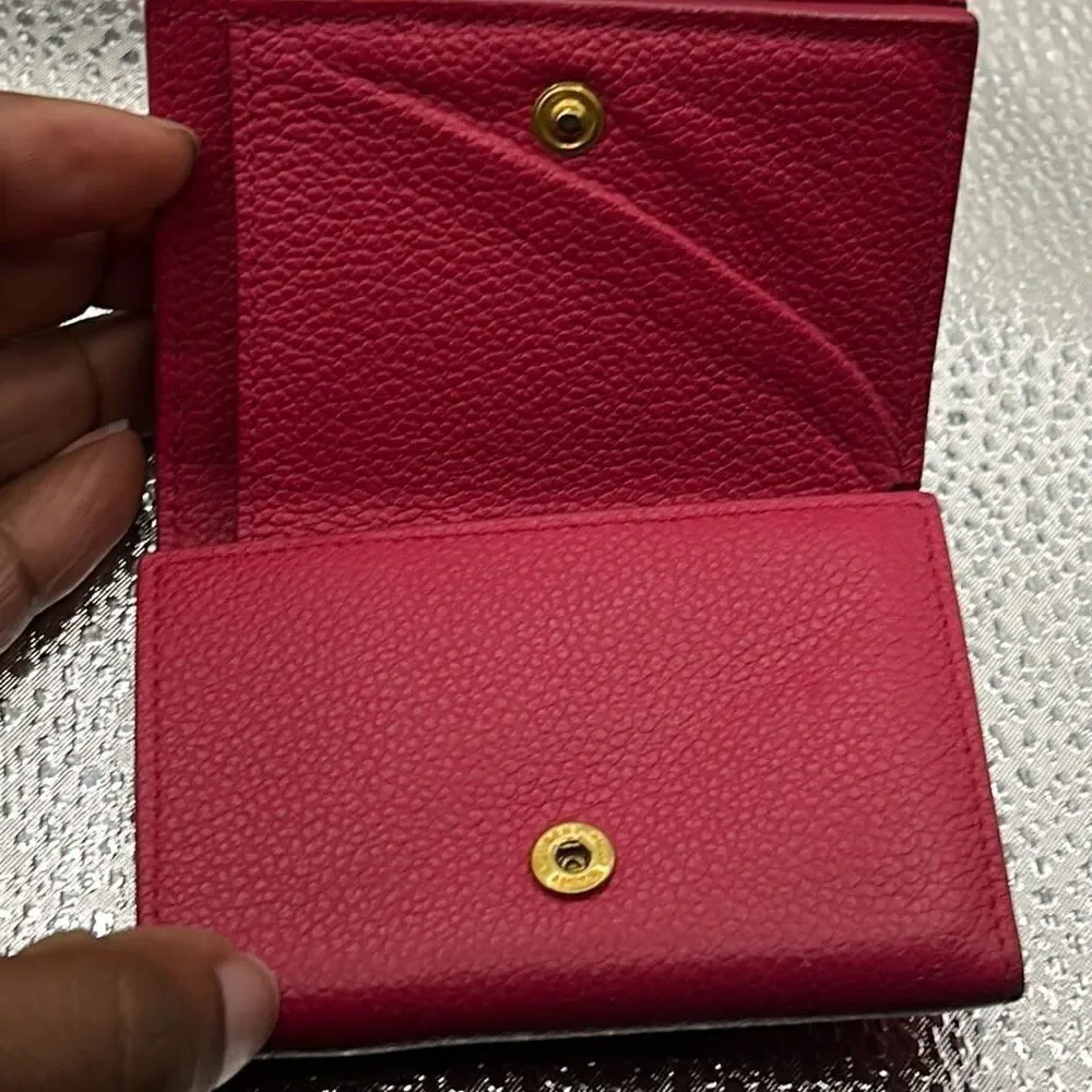 Saint Laurent Trifold Compact Mini Wallet Pink Leather Summer Luxury Minimalist
